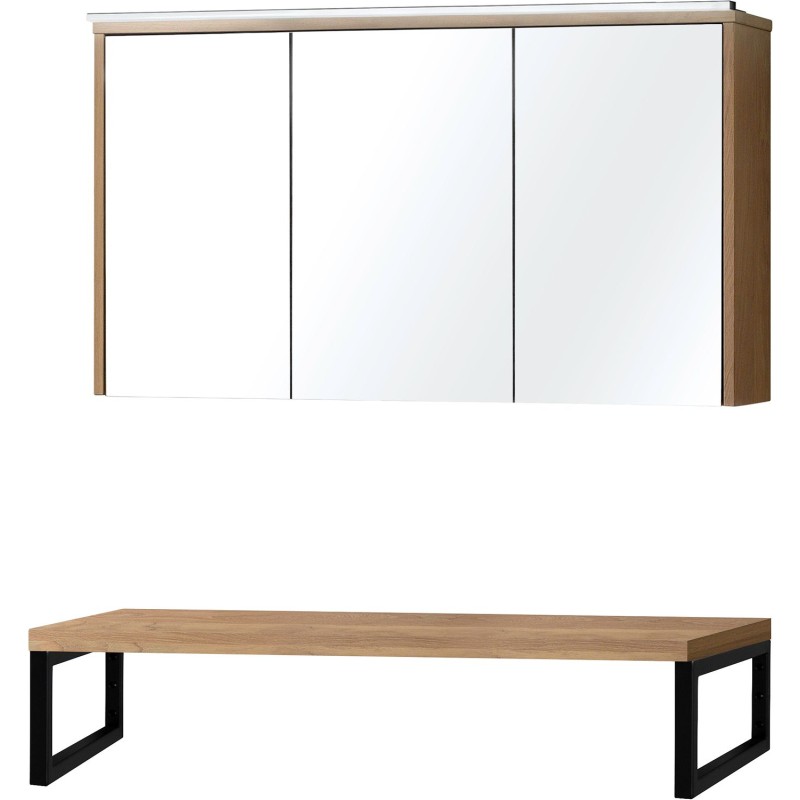 Tablette chêne massif 120cm à poser avec armoire toilette