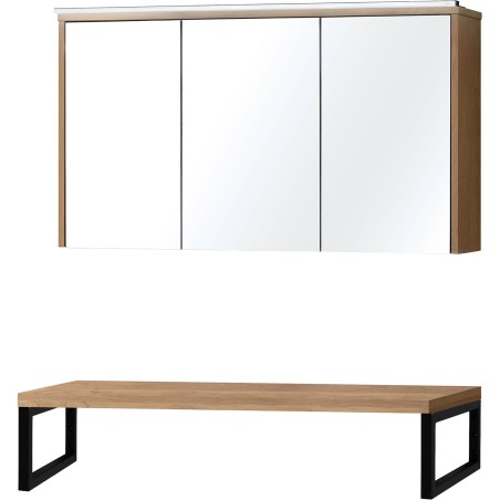 Tablette chêne massif 120cm à poser avec armoire toilette