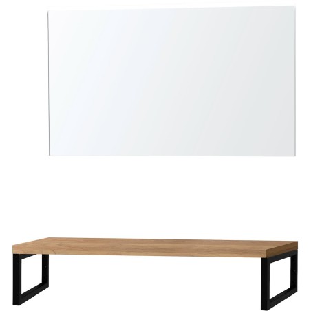 Tablette chêne massif 120cm à poser avec miroir