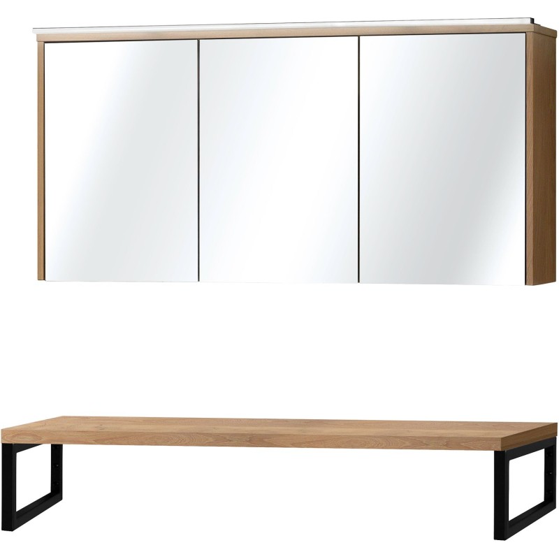 Tablette chêne massif 140cm à poser avec armoire toilette