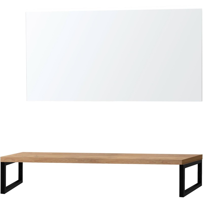 Tablette chêne massif 140cm à poser avec miroir