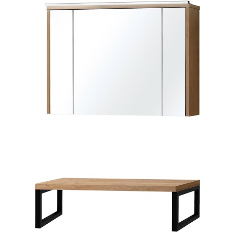 Tablette chêne massif 90cm à poser avec armoire toilette