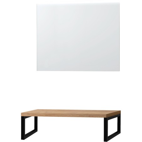 Tablette chêne massif 90cm à poser avec miroir