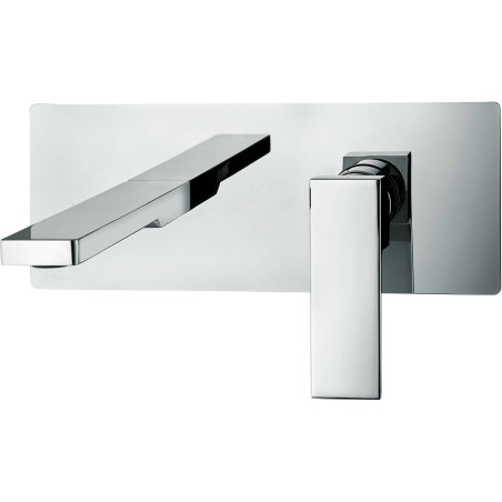 Mitigeur lavabo mural Elle 200 mm + plaque couleur chrome