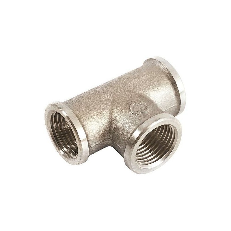 General Fittings T filet laiton 1/2" FFF coloris chrome